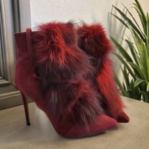Burgundy Fur Bootie